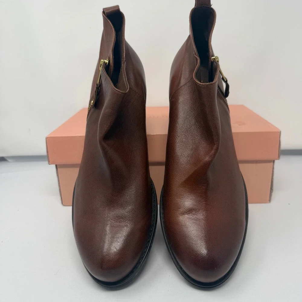 Eric Michael London Brown Leather Ankle Boots Made in Spain Size 41